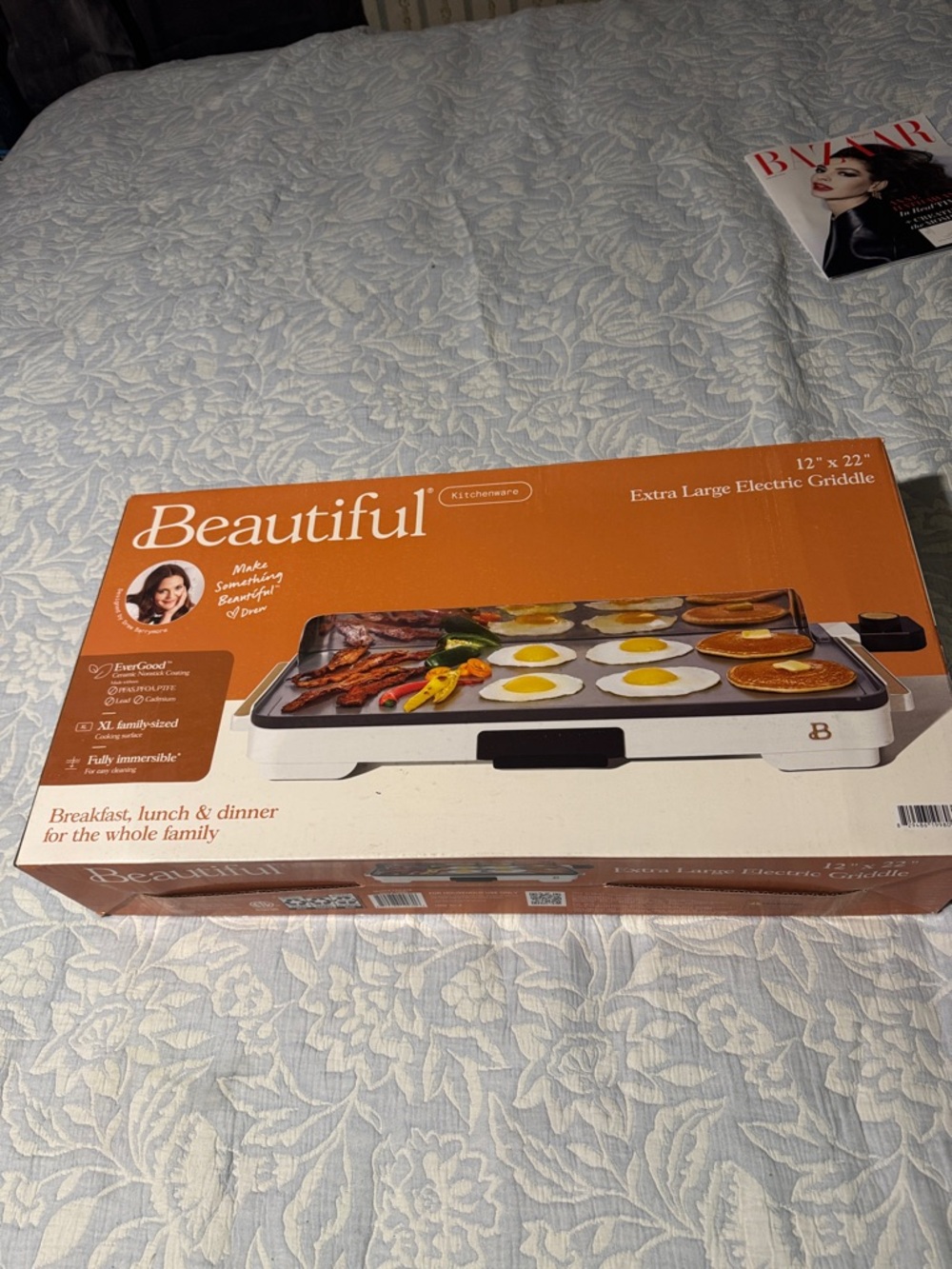Beautiful 12" x 22" Extra Large Electric Griddle - Orange Box BRAND NEW